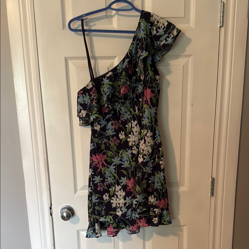 Chelsea28 One Shoulder Floral Dress - Black, Pink, Blue, White